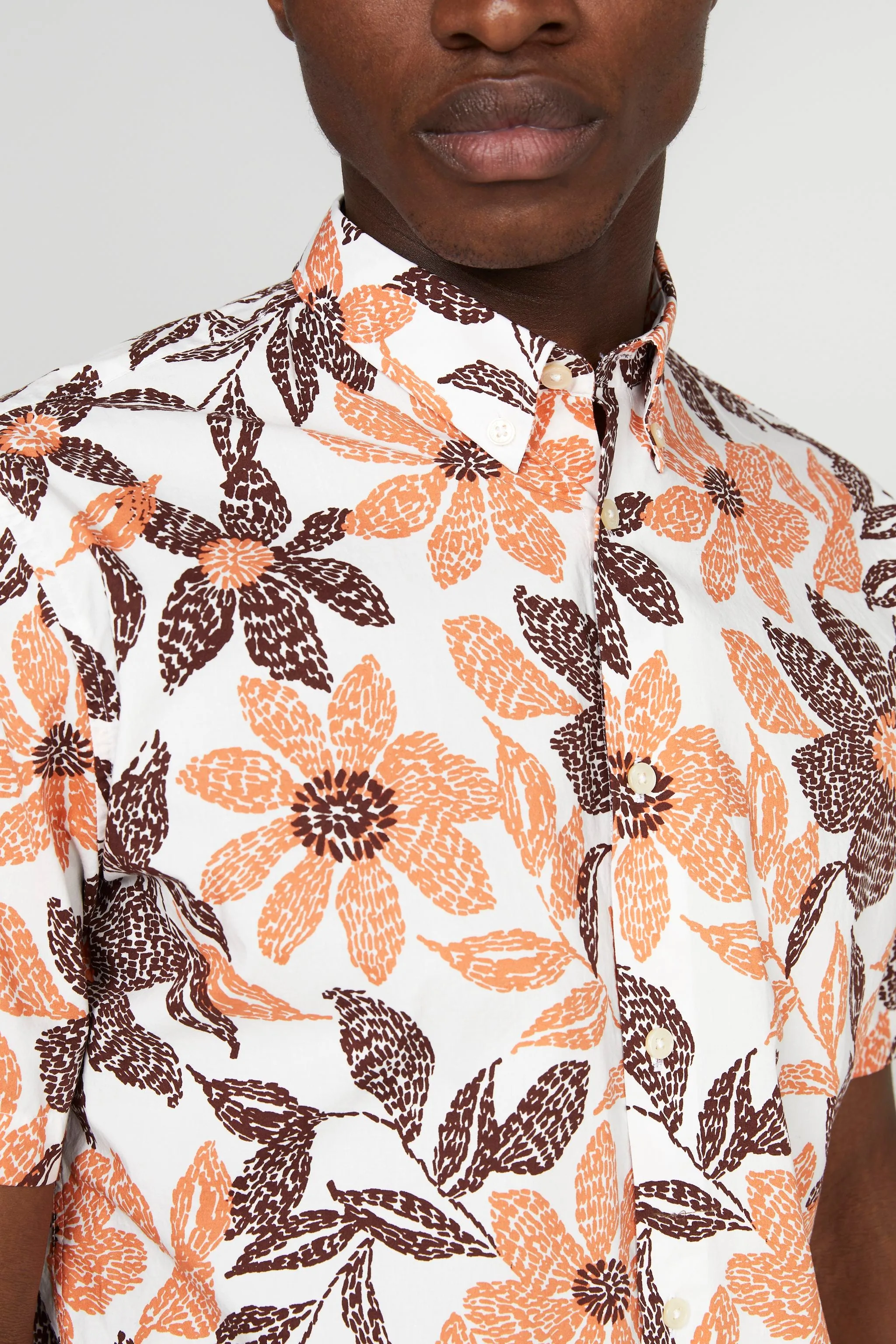 Matinique Floral Print Shirt Orange