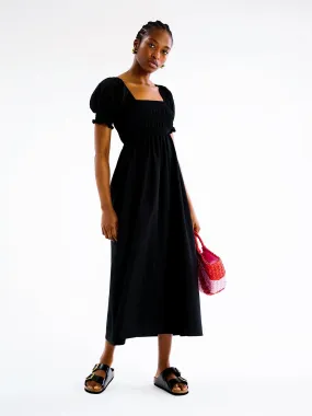 Megan Shirred Dress in Black