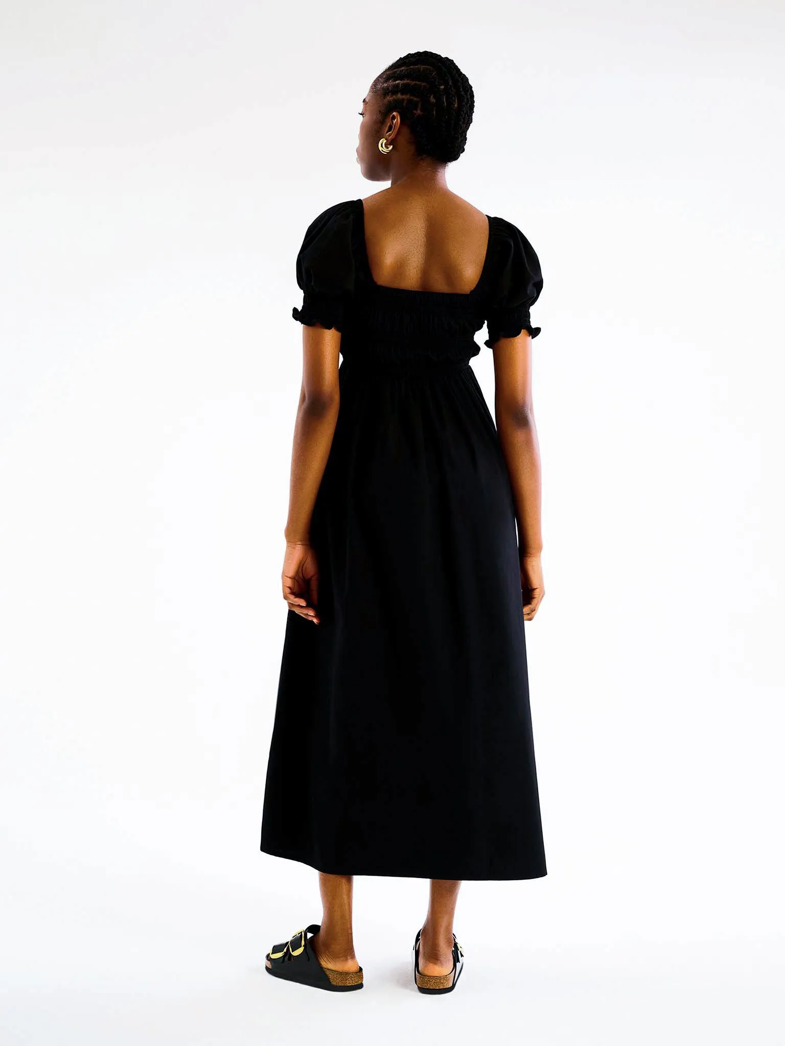 Megan Shirred Dress in Black