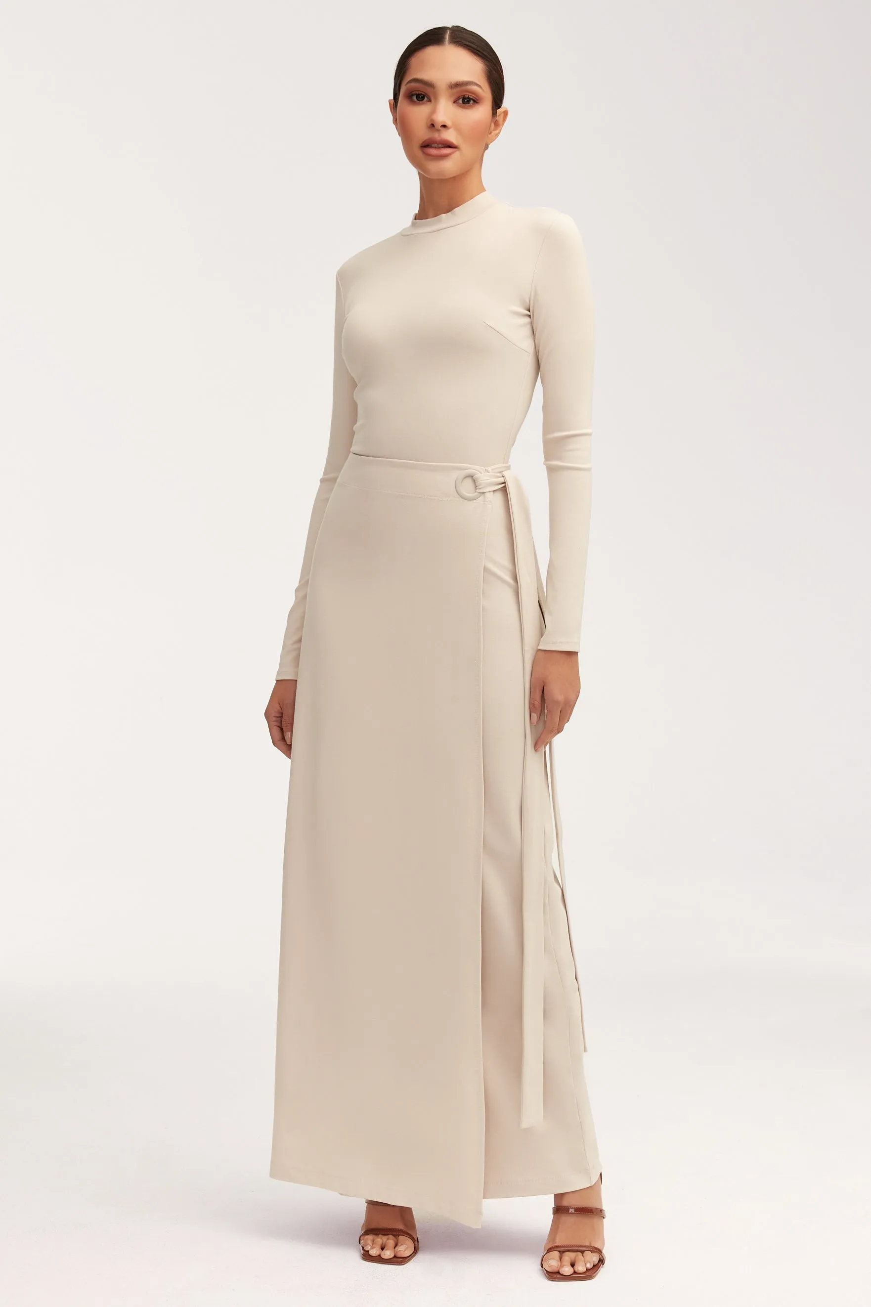 Melissa Jersey Maxi Dress with Wrap Skirt - Stone