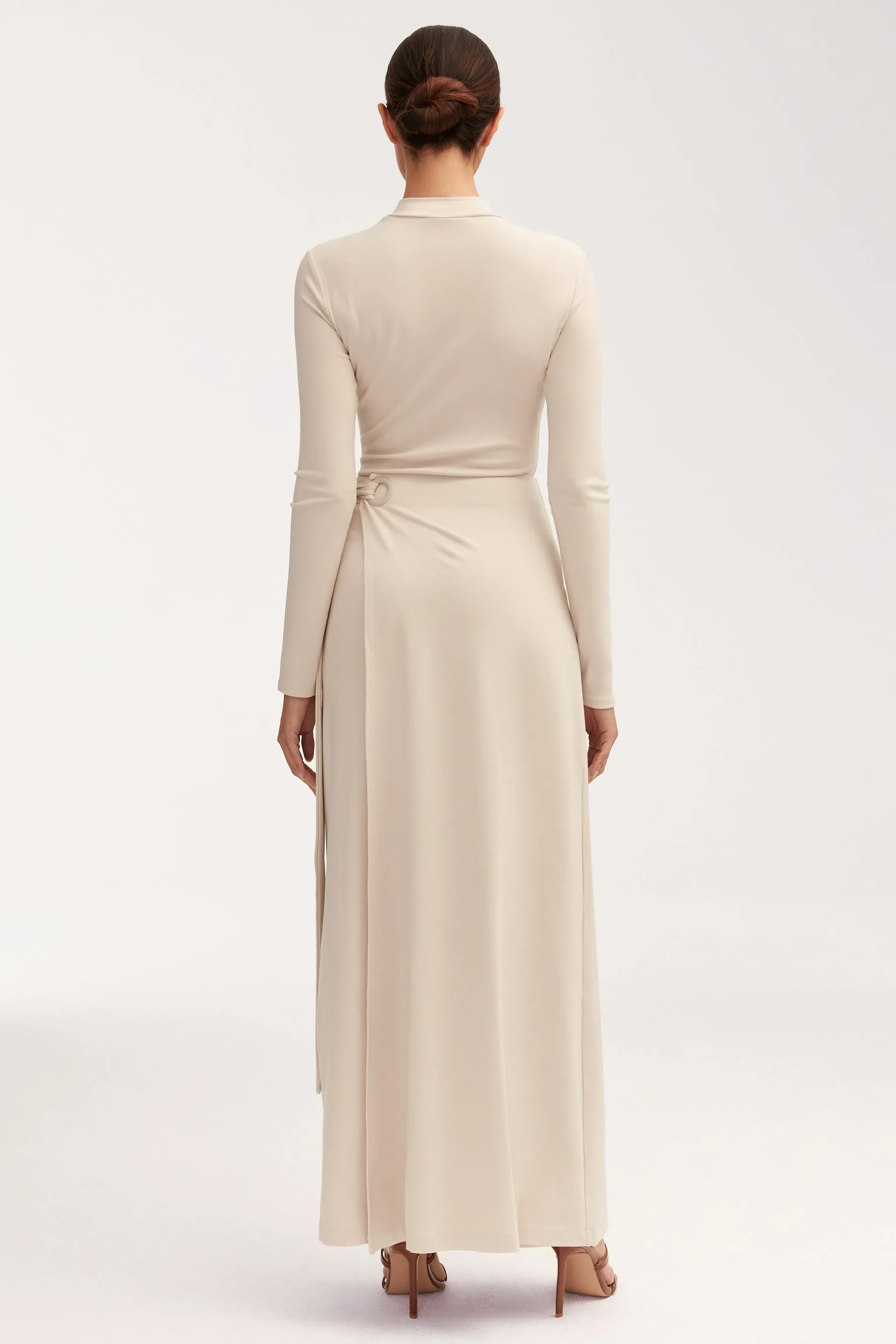 Melissa Jersey Maxi Dress with Wrap Skirt - Stone