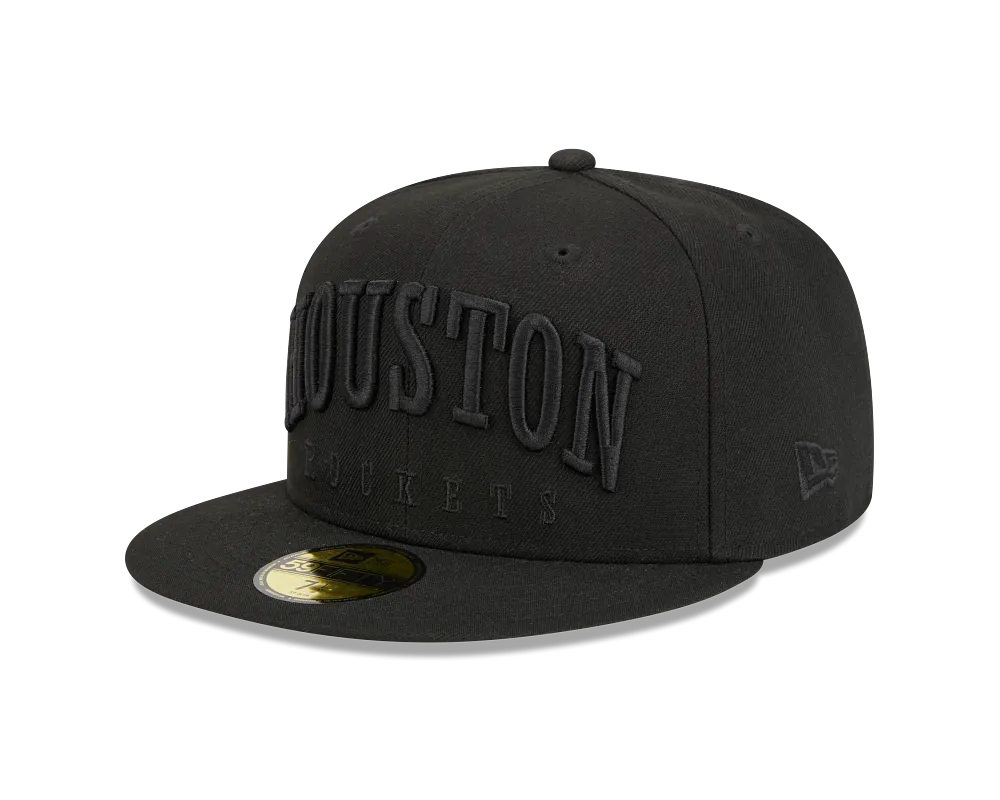 Men's Houston Rockets New Era 59FIFTY Text Tonal Fitted Cap