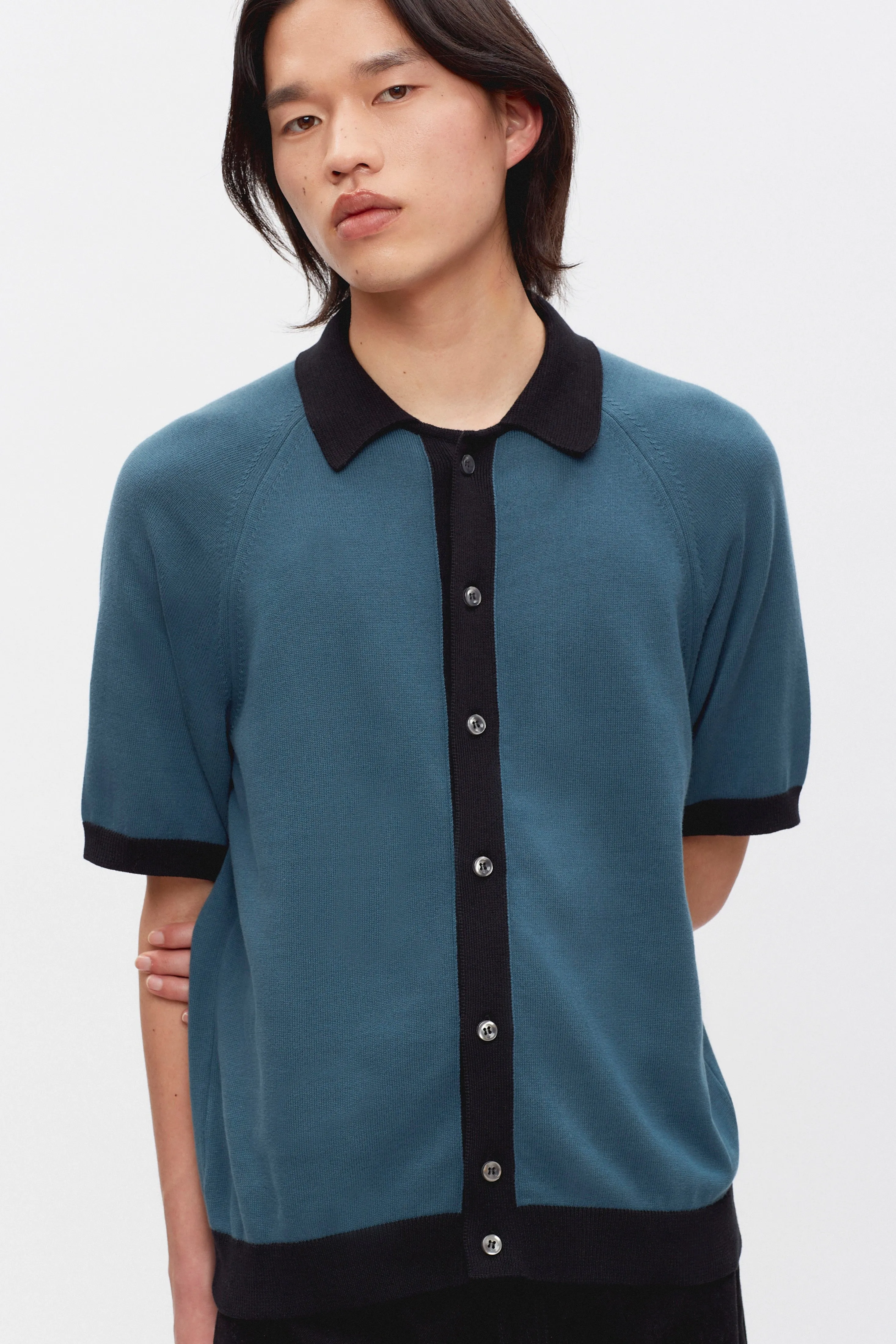 Men's Ramzy Knit Shirt in Marine Blue