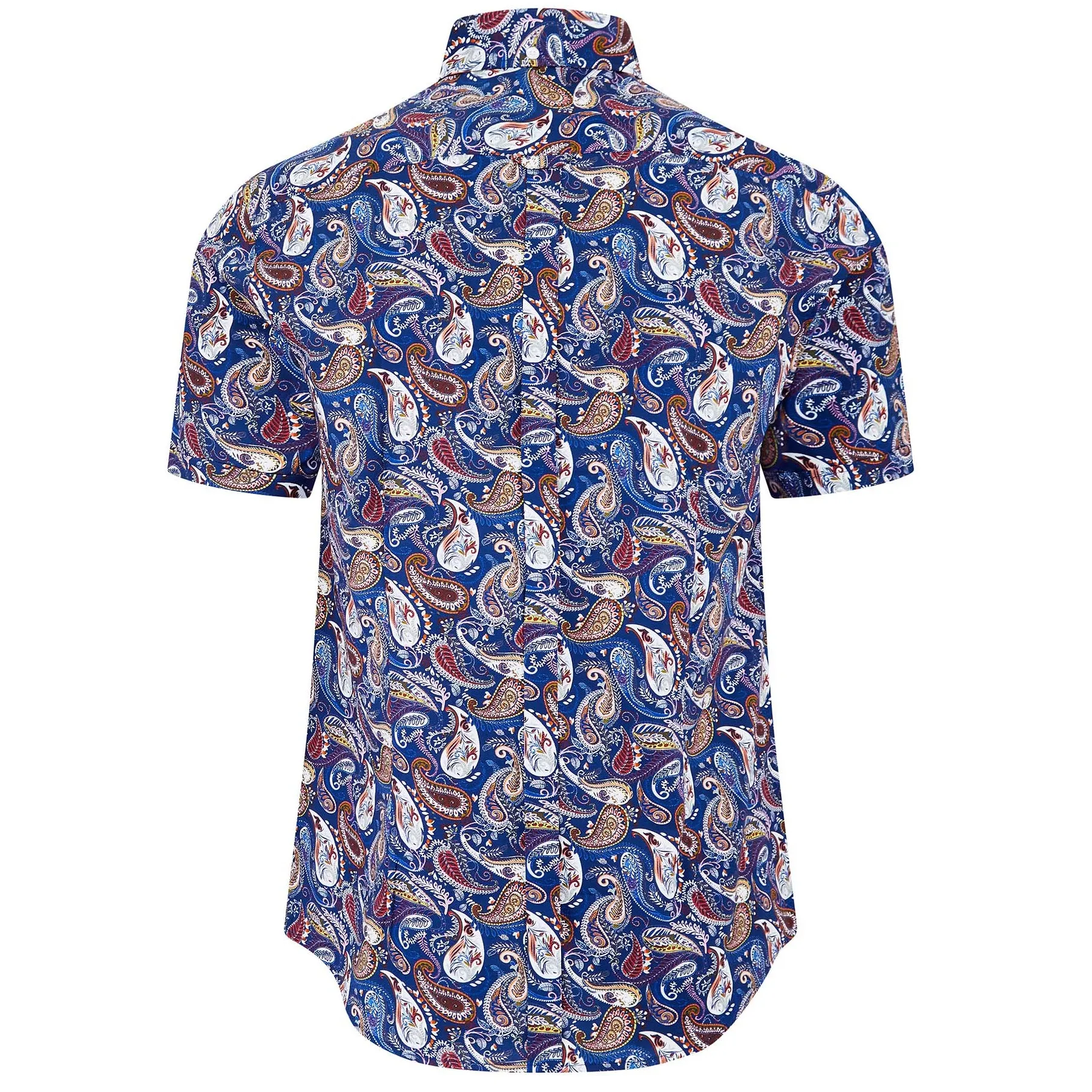 Merc London Leighton Vintage Paisley Shirt Blue