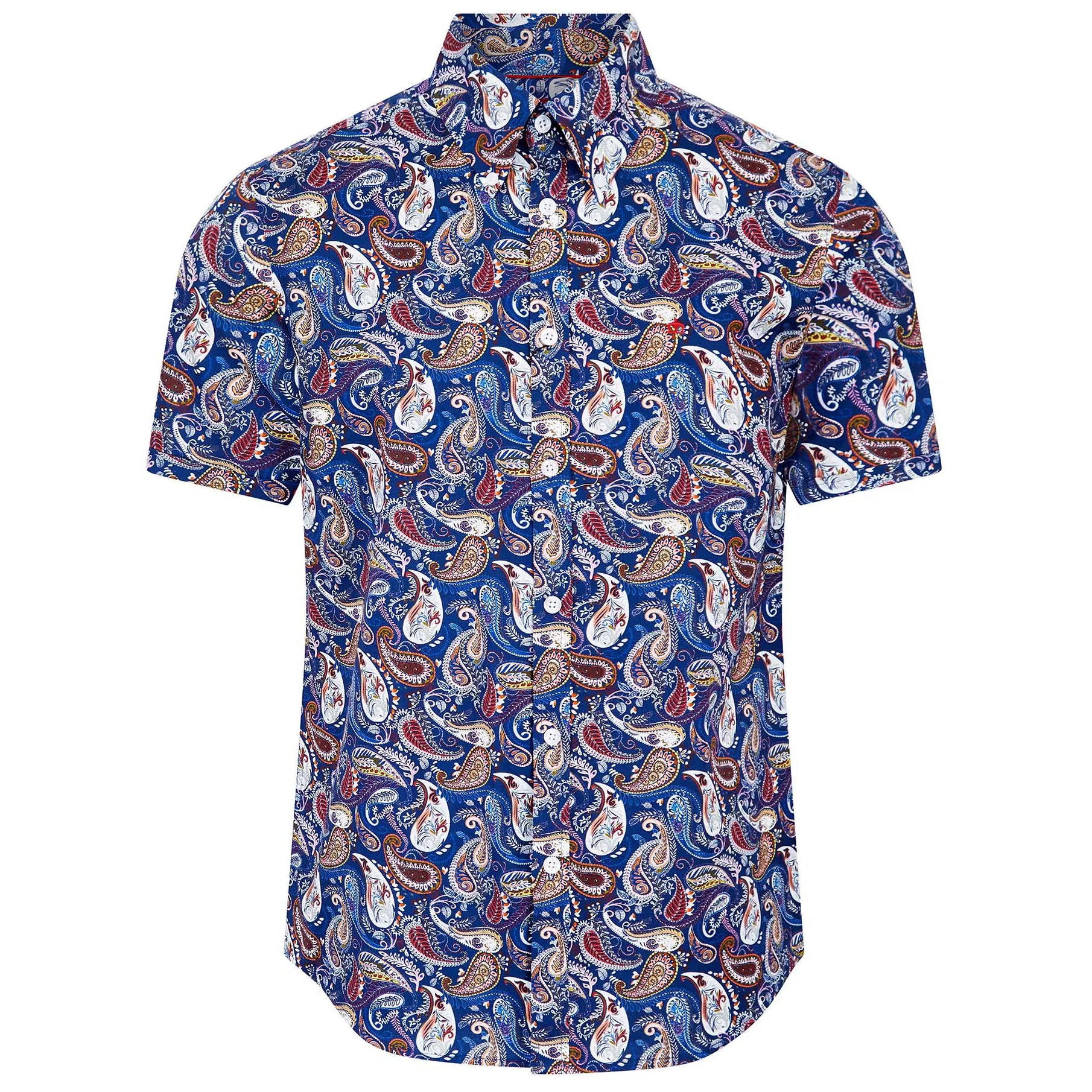 Merc London Leighton Vintage Paisley Shirt Blue