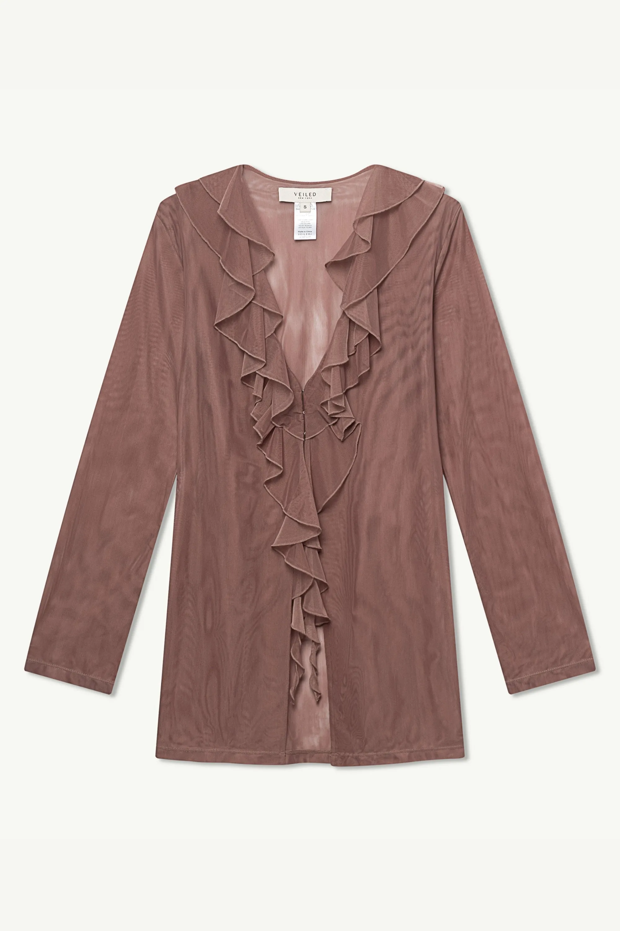 Mesh Ruffle Top - Deep Taupe