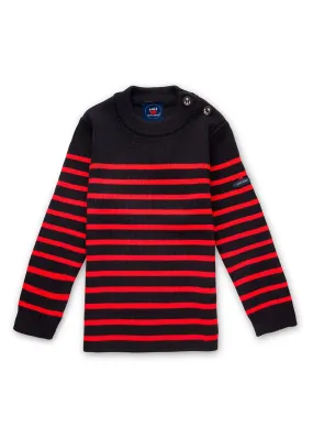 Moussaillon striped sailor jumper for kids - in blended wool (NAVY/ROUGE)