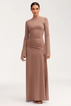 Natalie Rouched Jersey Maxi Dress - Deep Taupe