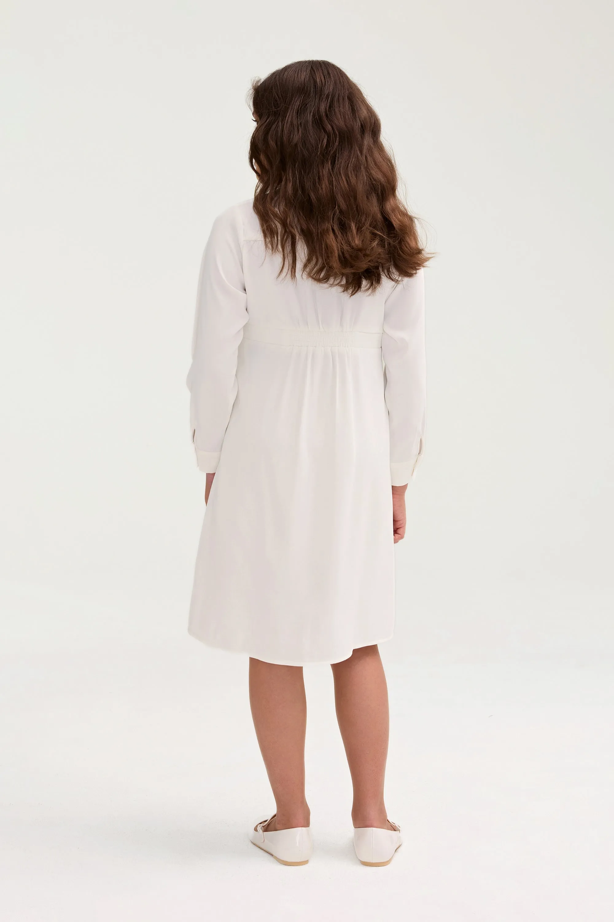 Olivia Button Down Utility Dress - White (Girls)