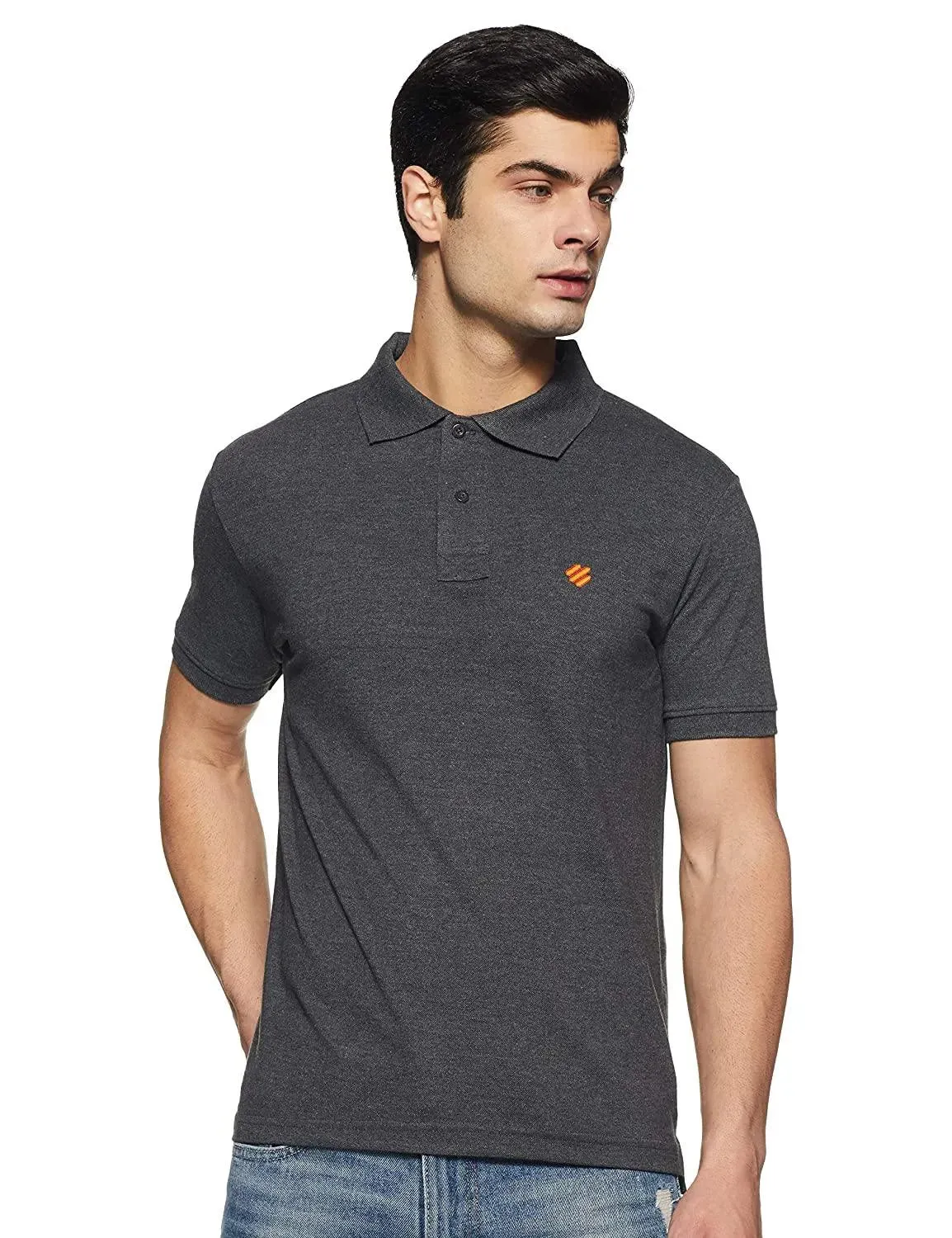 ONN Men's Cotton Polo T-Shirt (Pack of 2) in Solid Black Melange-Wine colours