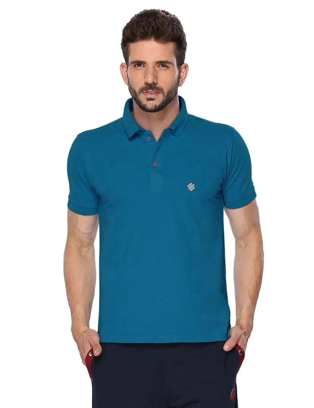 ONN Men's Cotton Polo T-Shirt (Pack of 2) in Solid Bright Blue-Camel colours