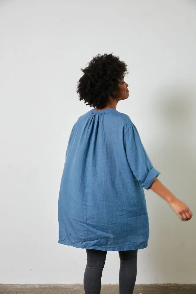 Oversized linen smock top