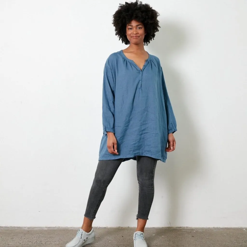 Oversized linen smock top