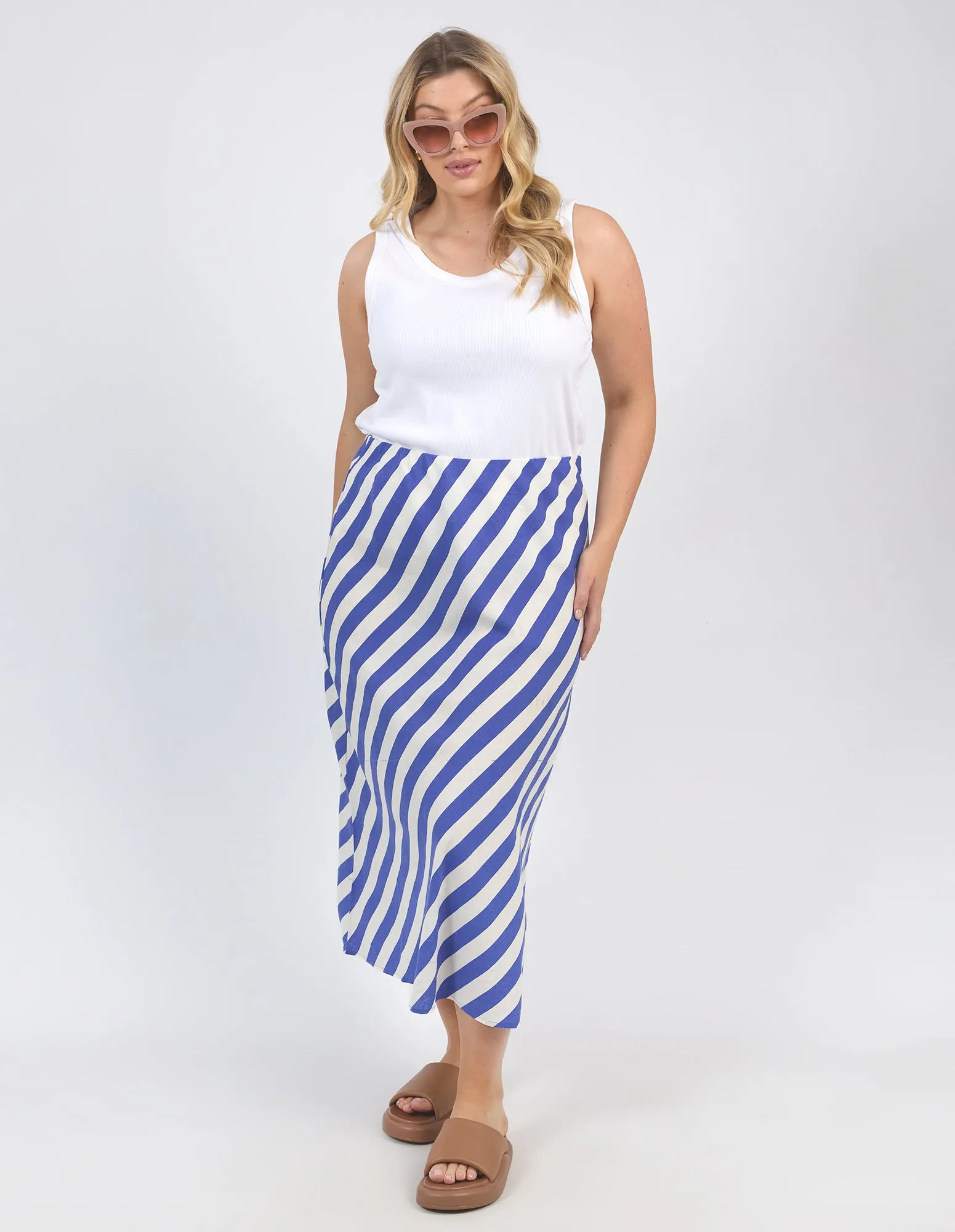 Palermo Stripe Skirt Blue/Marshmallow