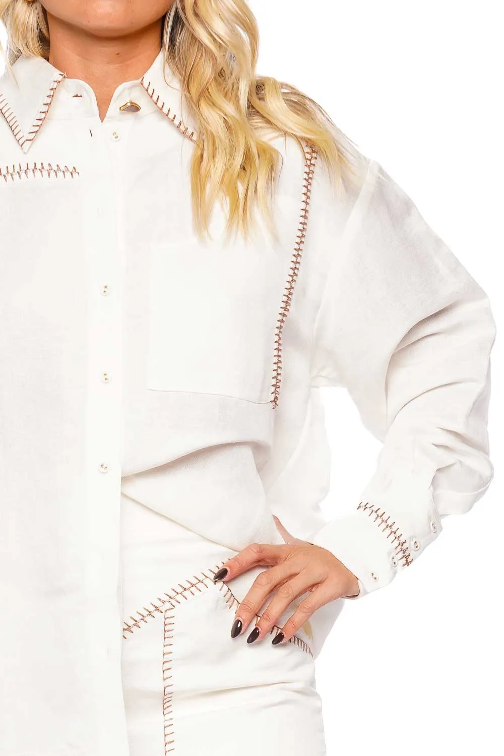 Sahira Barbstitch Button Down Shirt