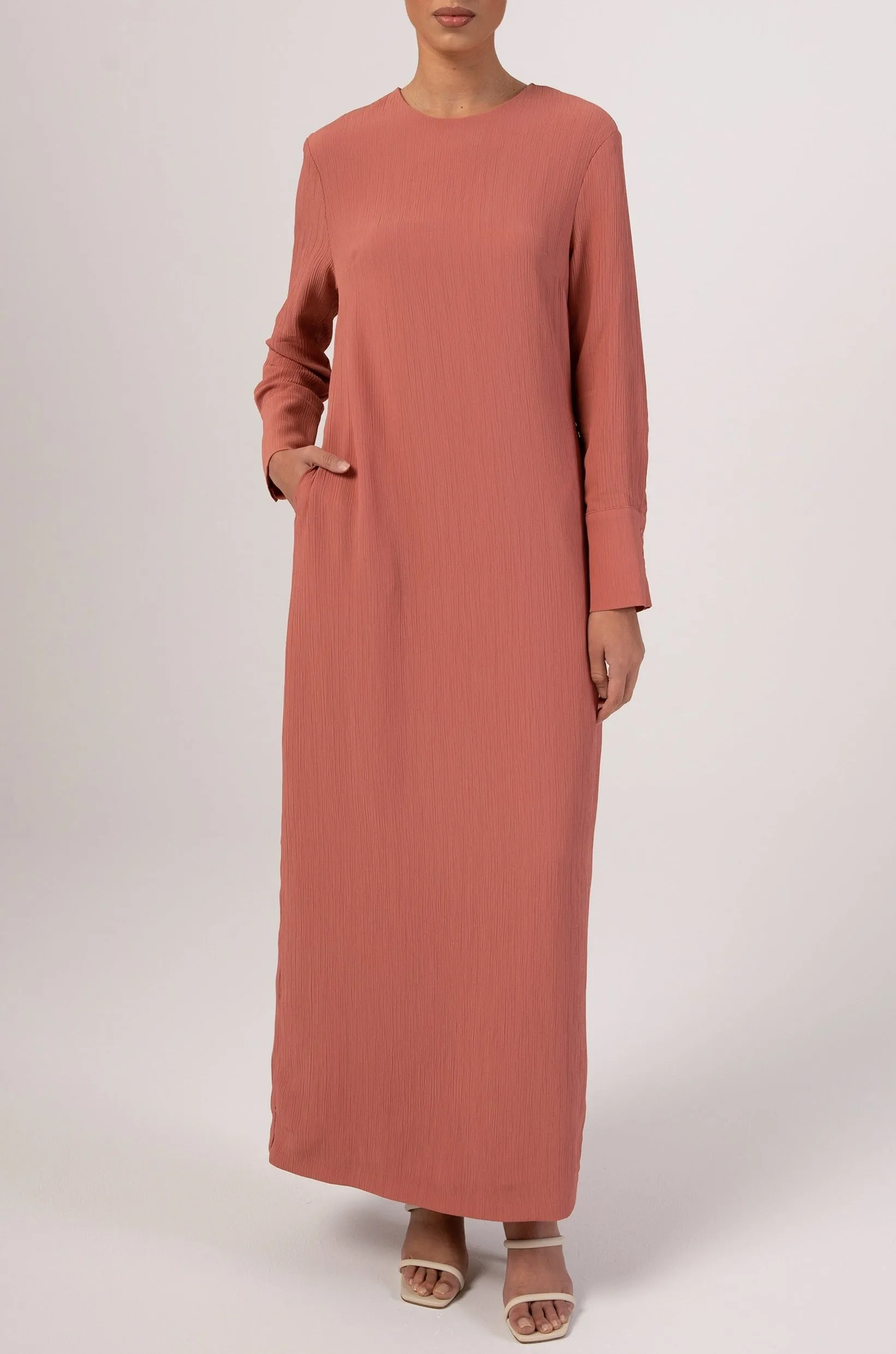 Sajda Textured Maxi Dress - Terracotta