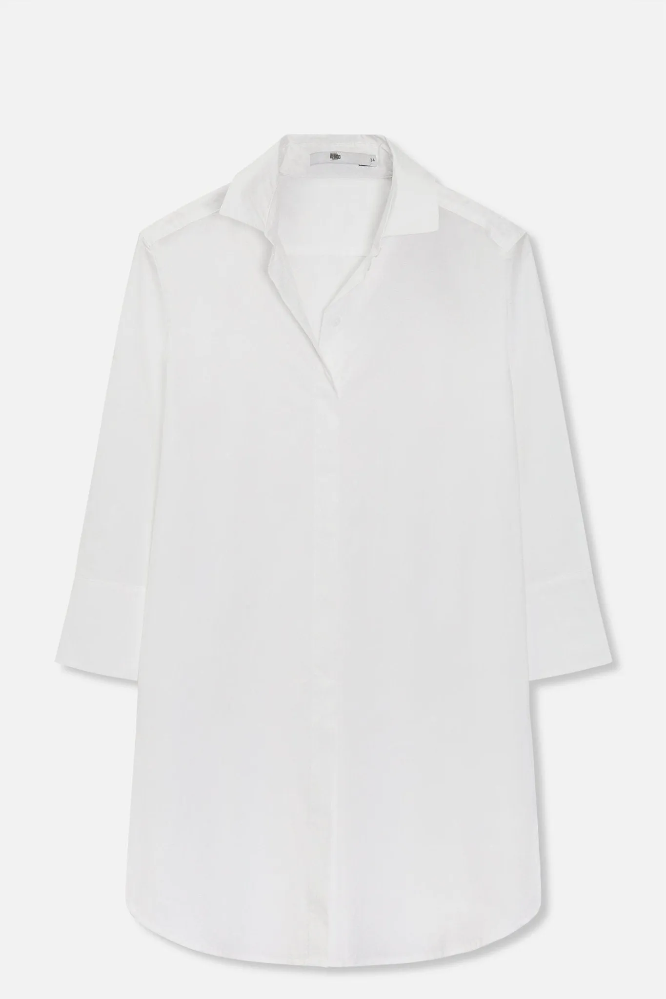 SARLA LONG BUTTON DOWN SHIRT IN ITALIAN STRETCH POPLIN