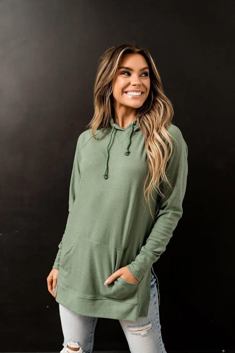 Sideslit Hoodie - Chive