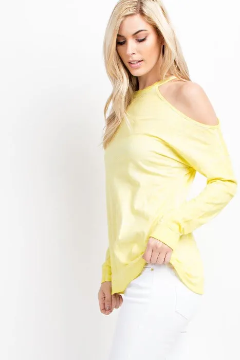 Single Shoulder Loose Fit Top - Yellow