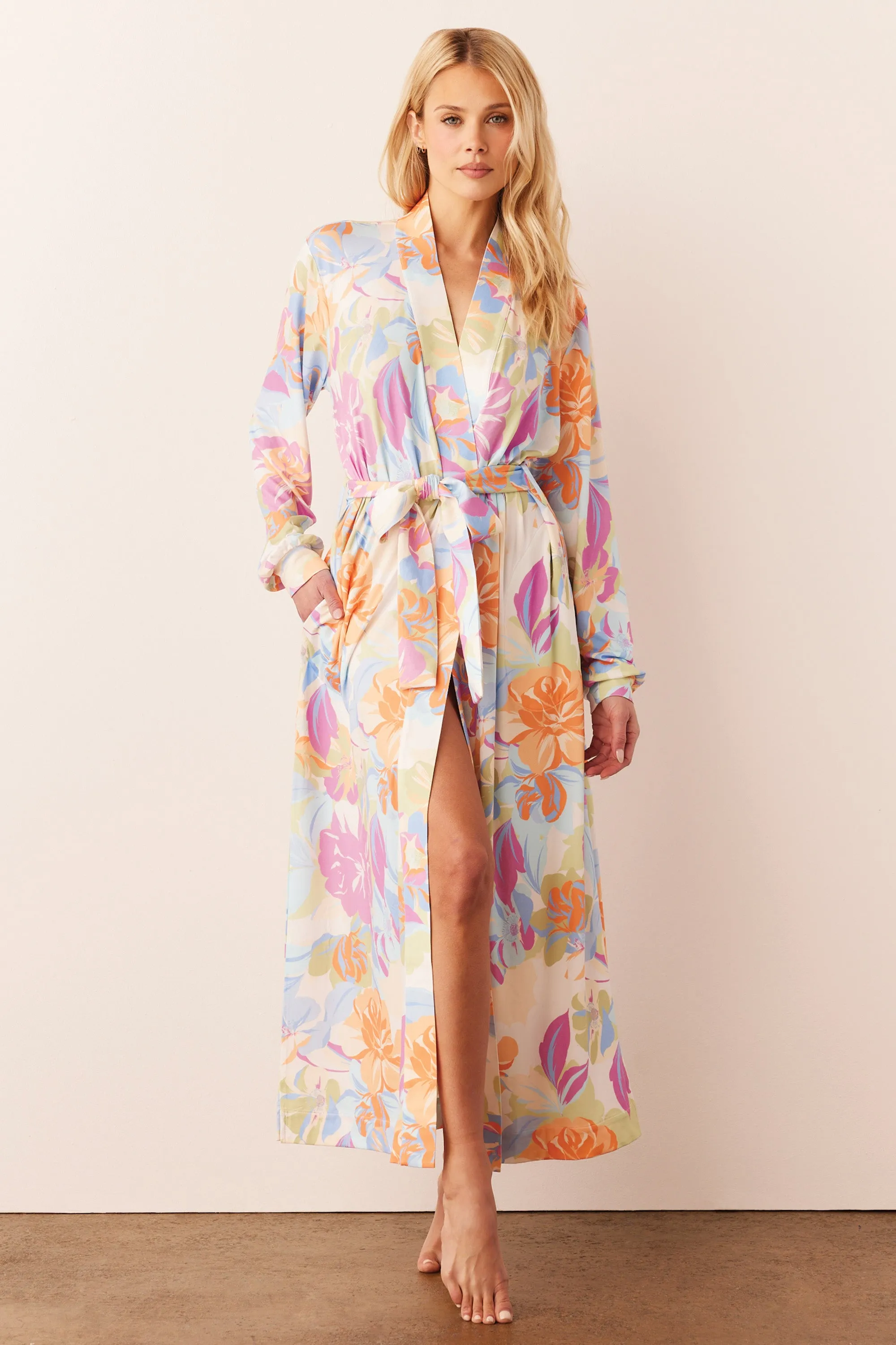 Skyler Banded Long Robe | Dreamscape