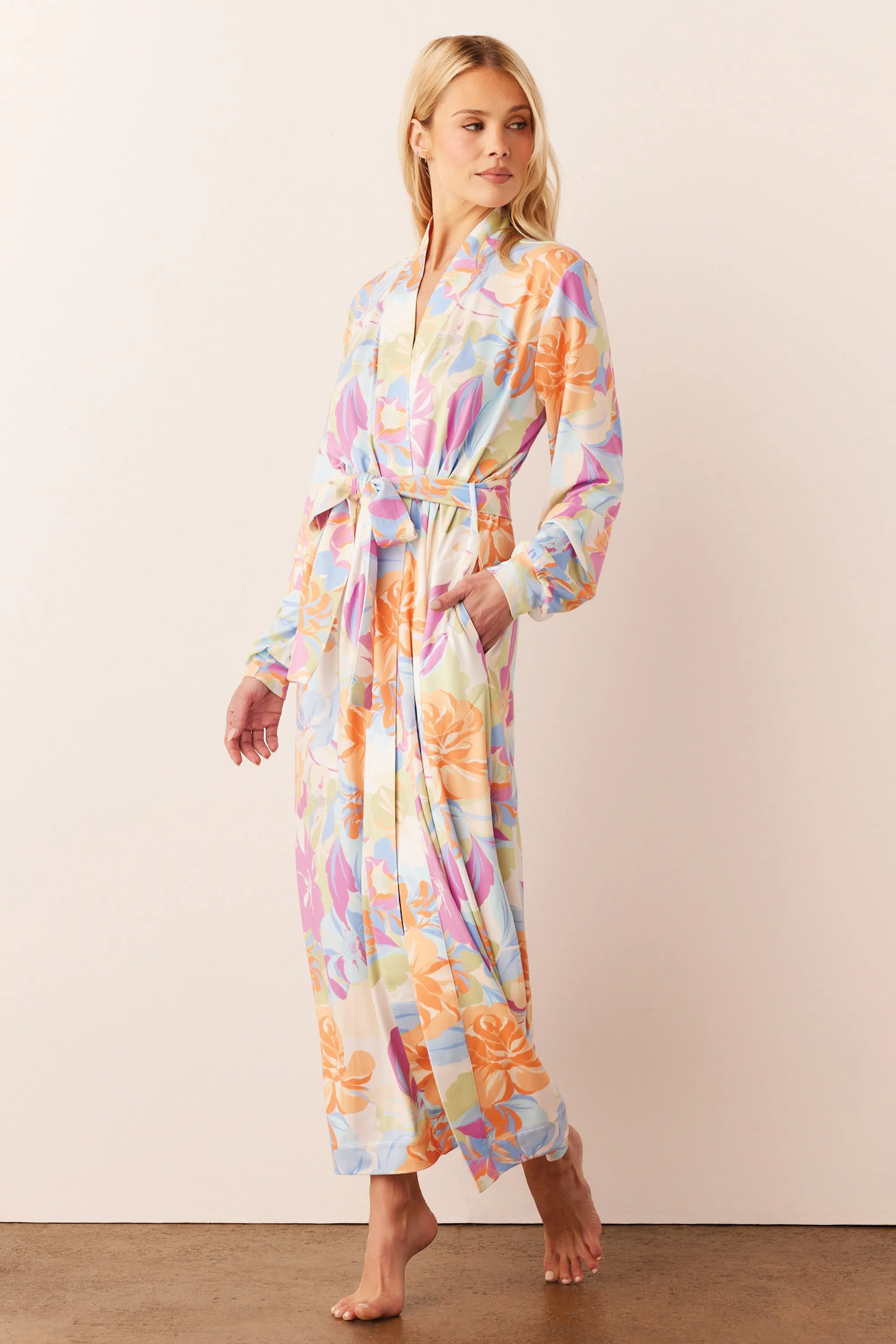 Skyler Banded Long Robe | Dreamscape