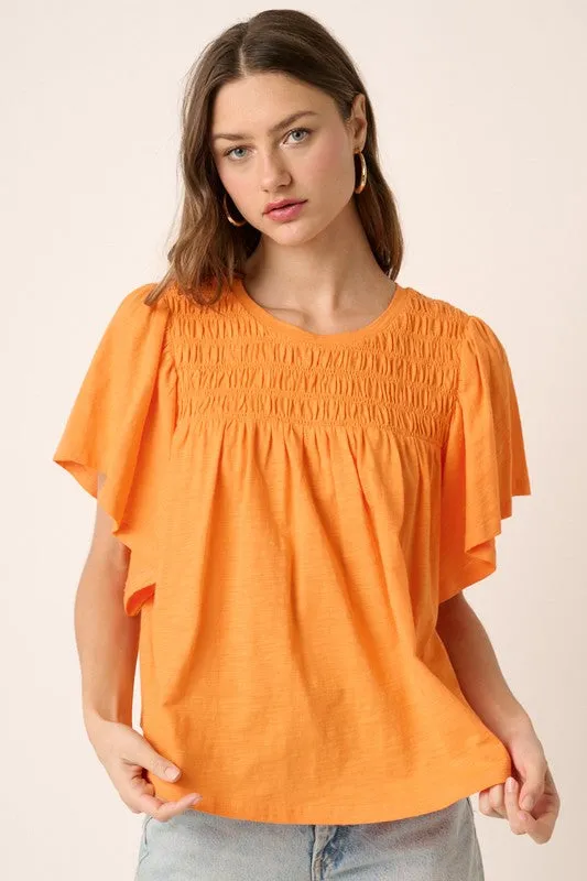 Smocked Flutter Sleeve Top