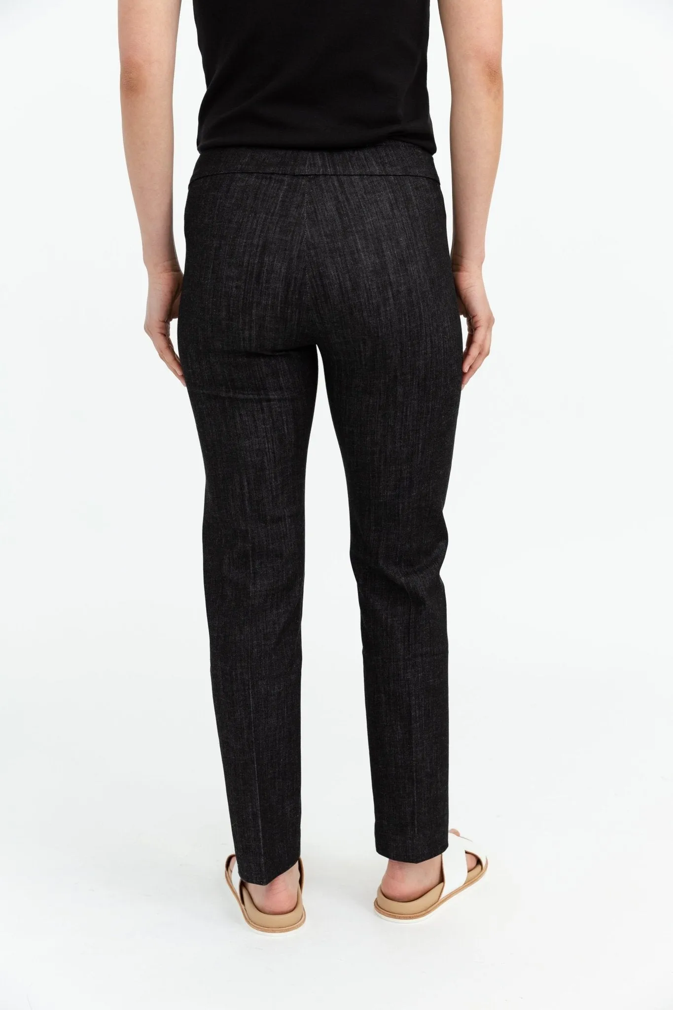 STRAIGHT LEG PULL-ON PANT IN STRETCH COTTON DENIM