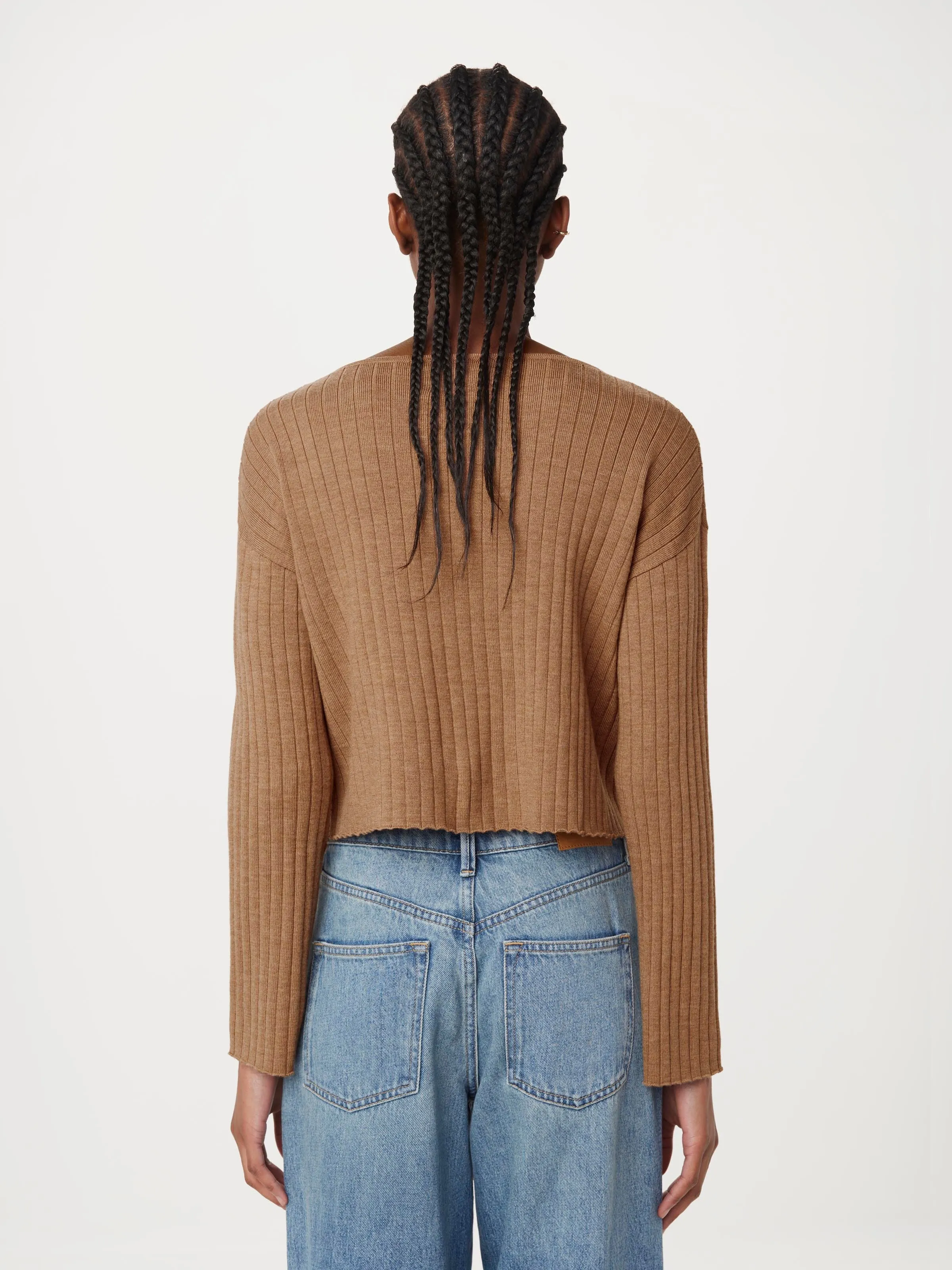 The Boat Neck Cropped Sweater in Nutmeg