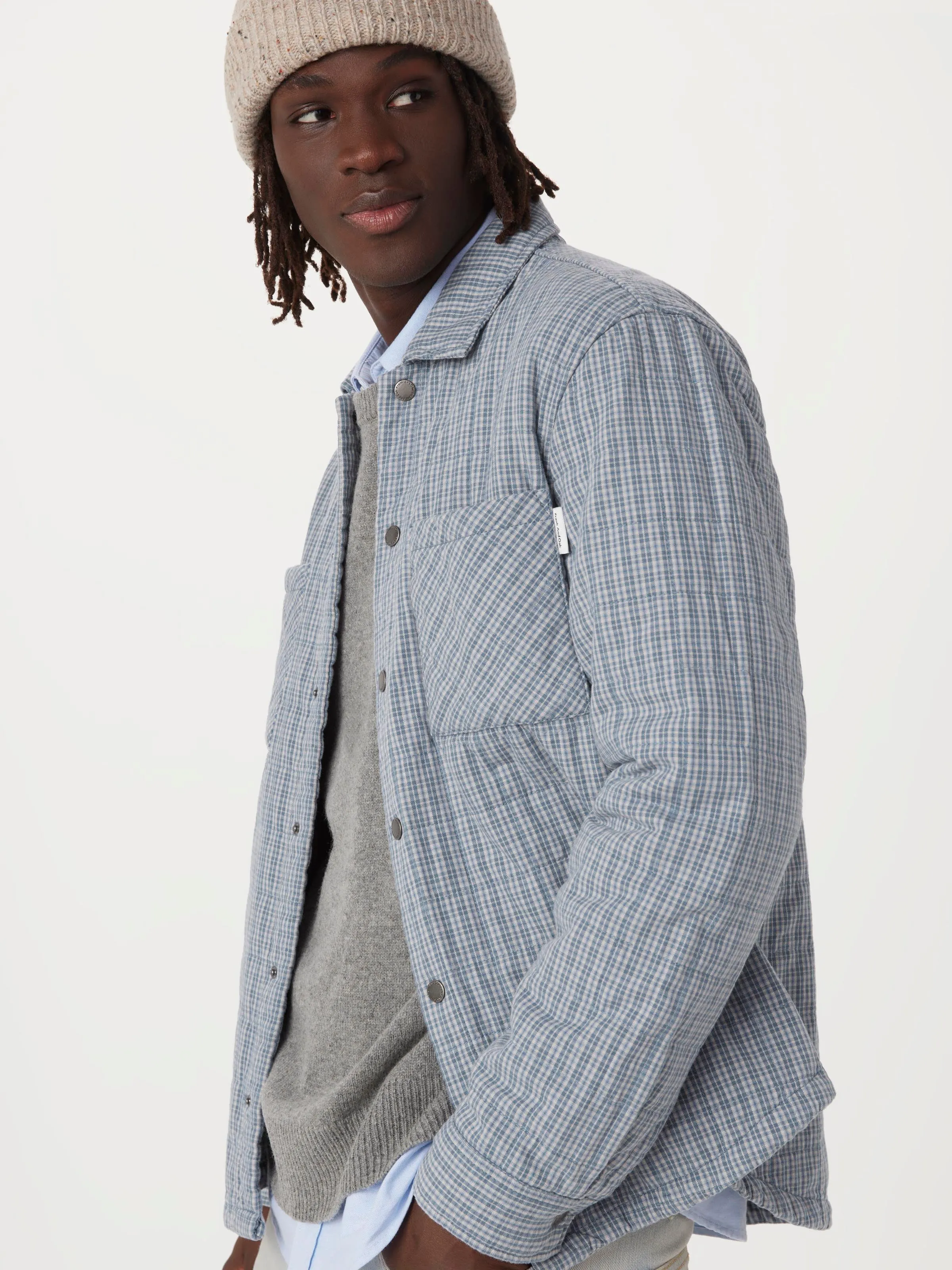 The Quilted Overshirt in Blue