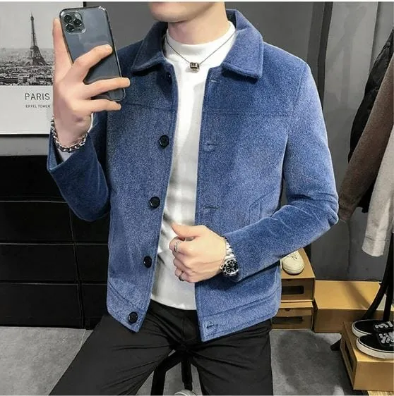 Thickened Wool Blend Streetwear Over Coat Jacket for Men