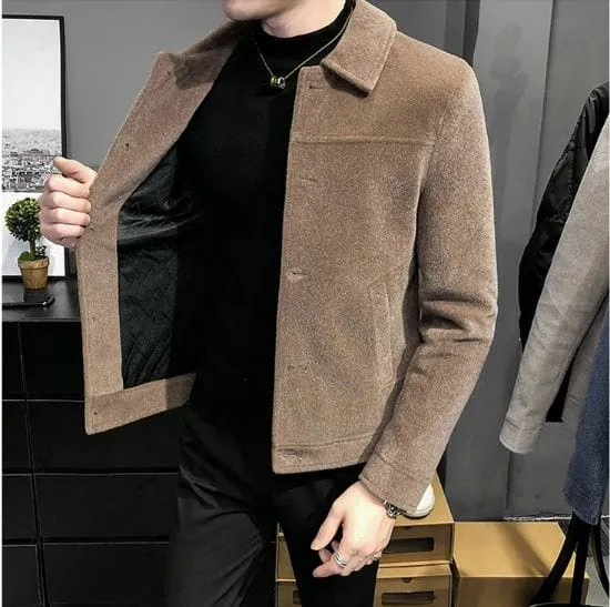 Thickened Wool Blend Streetwear Over Coat Jacket for Men