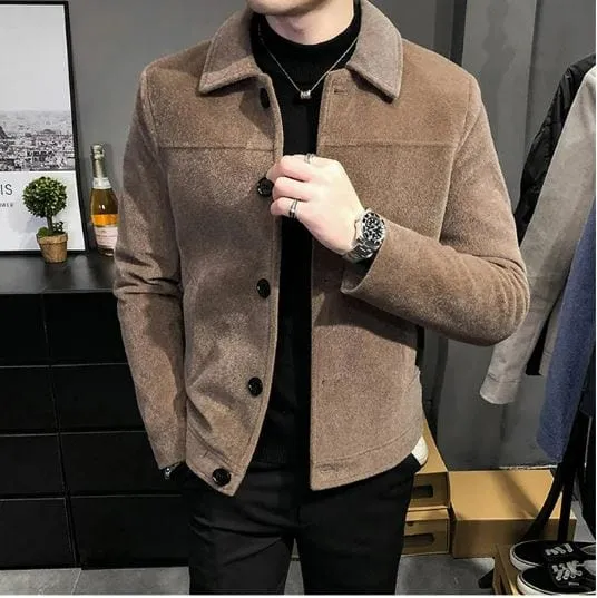 Thickened Wool Blend Streetwear Over Coat Jacket for Men