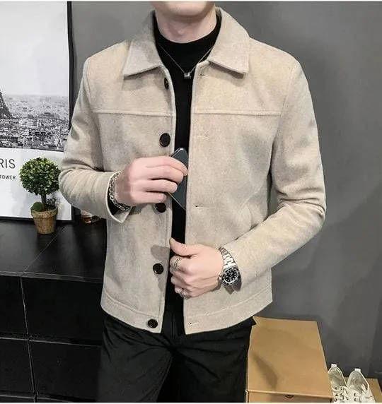 Thickened Wool Blend Streetwear Over Coat Jacket for Men