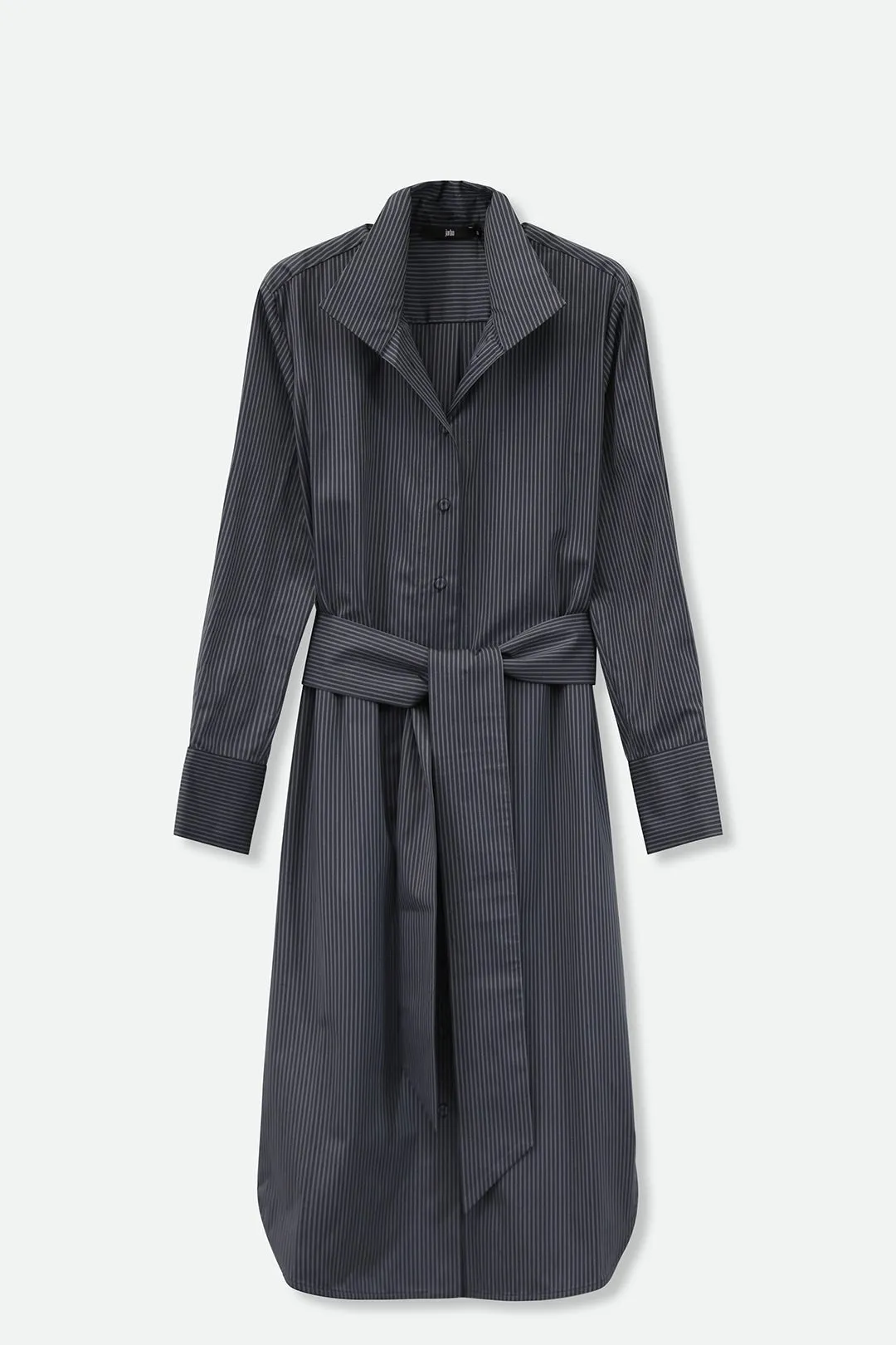 ULTIMO SHIRTDRESS IN PREMIUM ITALIAN COTTON DARK GREY STRIPE