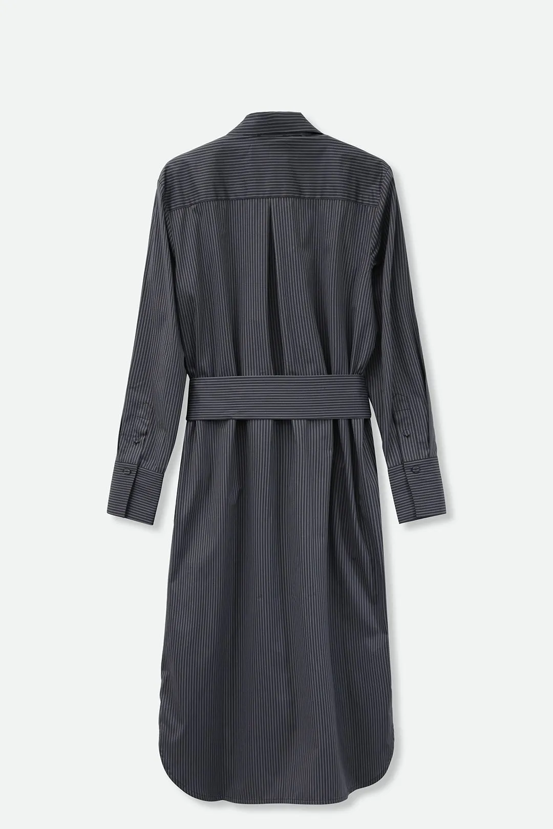 ULTIMO SHIRTDRESS IN PREMIUM ITALIAN COTTON DARK GREY STRIPE