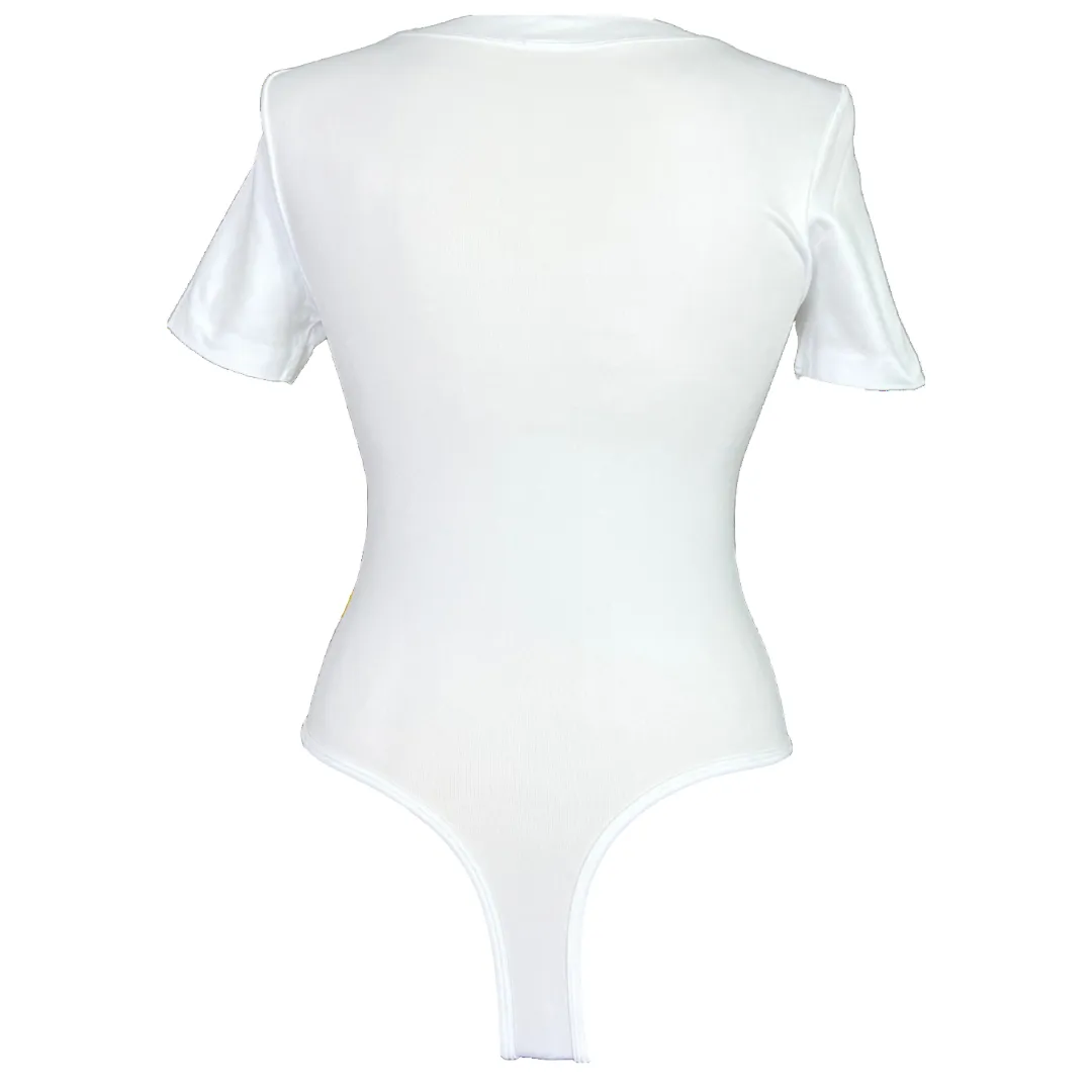 White Seamless Short Sleeve Bodysuit