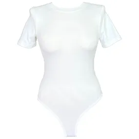 White Seamless Short Sleeve Bodysuit