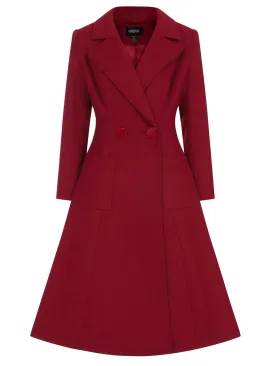 Wine Red 1940s Vintage Style Swing Coat